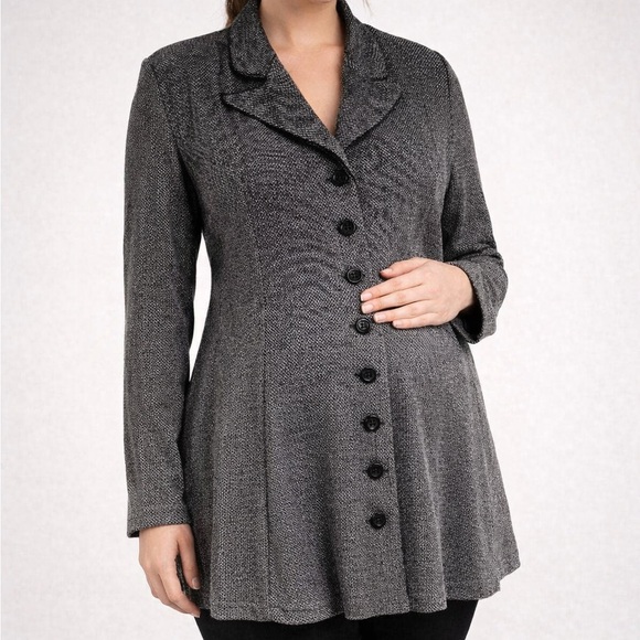 Motherhood Maternity Jackets & Blazers - Vintage Motherhood Blazer Jacket Long Button Front Tie Black Size Medium